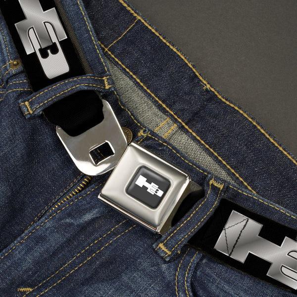 Buckle Down H3 Seatbelt Belt - H3 Black/Silver Logo REPEAT Webbing