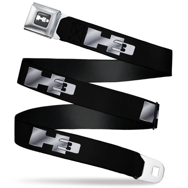 buckle down H3 Seatbelt Belt - H3 Black/Silver Logo REPEAT Webbing