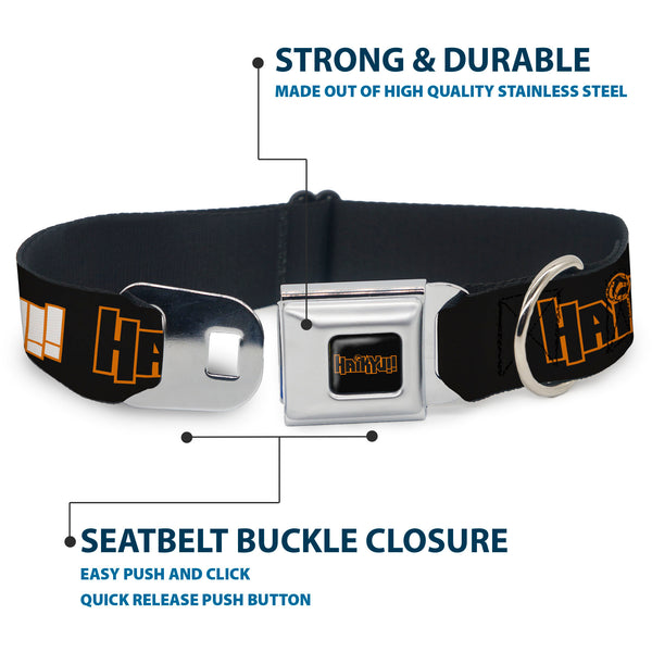 Buckle Down HAIKYU Title Logo Full Color Black/Orange Seatbelt Buckle Collar - HAIKYU Title Logos Black/Orange/White