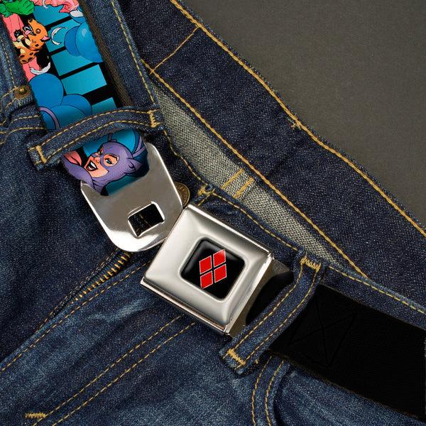 Buckle Down Harley Quinn Diamond Full Color Black Red Seatbelt Belt - Catwoman/Harley Quinn/Poison Ivy Pillow Fight Webbing