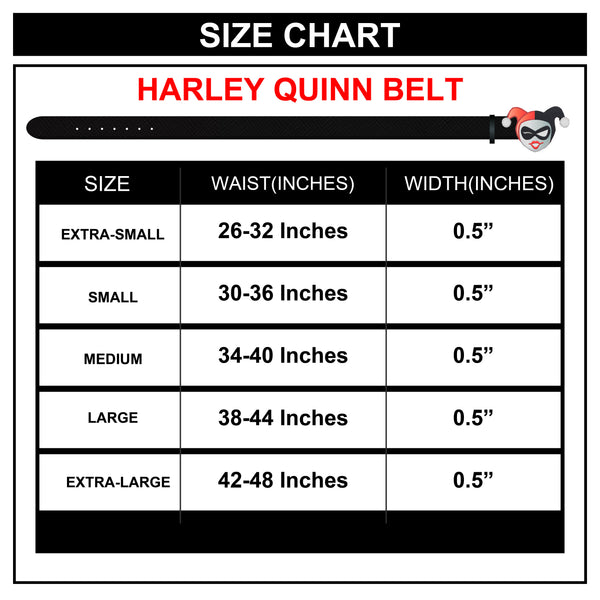 Buckle Down Harley Quinn Winking Face Enamel Cast Buckle - Black Patent PU Strap Belt