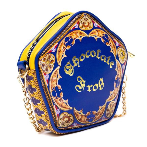 Buckle Down Harry Potter Bag Crossbody Figural Chocolate Frog Candy Box Replica Debossed Gold Blue Vegan Leather