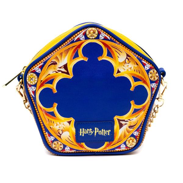 Buckle Down Harry Potter Bag Crossbody Figural Chocolate Frog Candy Box Replica Debossed Gold Blue Vegan Leather