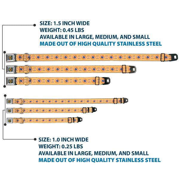 Buckle Down Harry Potter Butterbeer Logo Full Color Navy/Yellow Seatbelt Buckle Collar - HARRY POTTER SINCE 1867 FINEST BUTTERBEER Icon Yellow/Blue/Red