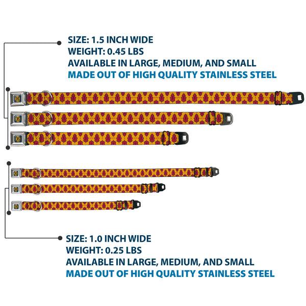 Buckle Down Harry Potter Butterbeer Logo Full Color Navy/Yellow Seatbelt Buckle Collar - HARRY POTTER Butterbeer Insect Icon Yellow/Reds