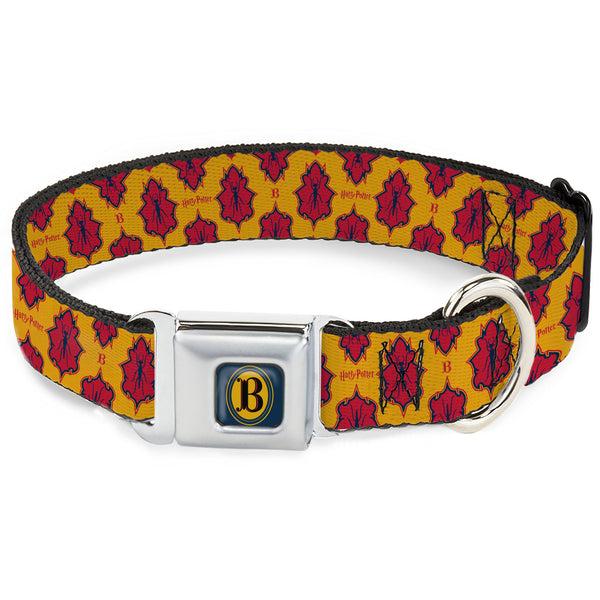 buckle down Harry Potter Butterbeer Logo Full Color Navy/Yellow Seatbelt Buckle Collar - HARRY POTTER Butterbeer Insect Icon Yellow/Reds