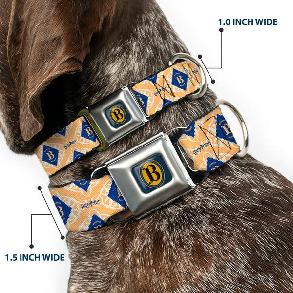 Buckle Down Harry Potter Butterbeer Logo Full Color Navy/Yellow Seatbelt Buckle Collar - HARRY POTTER Butterbeer Diamond Logo White/Yellow/Blue