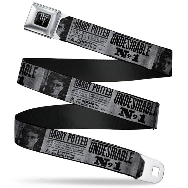 buckle down Harry Potter Logo Full Color Black/White Seatbelt Belt - Harry Potter UNDESIRABLE NO 1 White/Black Webbing