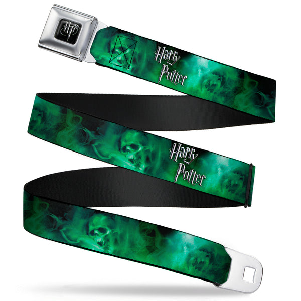 Buckle Down Harry Potter Logo Full Color Black/White Seatbelt Belt - HARRY POTTER Smoke Skulls Black/Greens Webbing