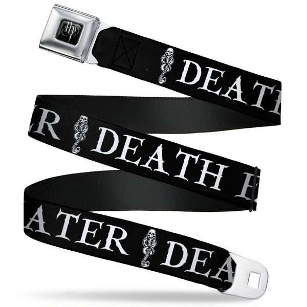 buckle down Harry Potter Logo Full Color Black/White Seatbelt Belt - DEATH EATER/Dark Mark Black/White Webbing