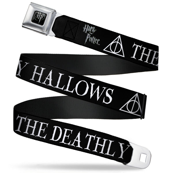 Buckle Down Harry Potter Logo Full Color Black/White Seatbelt Belt - THE DEATHLY HALLOWS/Symbol Black/White Webbing