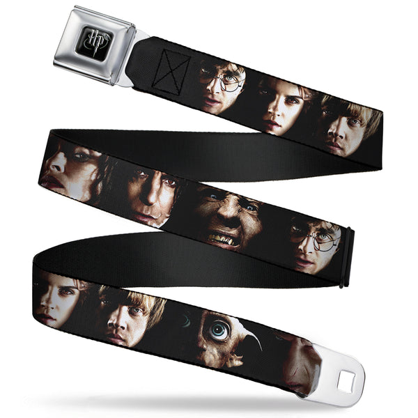 buckle down Harry Potter Logo Full Color Black/White Seatbelt Belt - Harry Potter 8-Character Faces CLOSE-UP Webbing
