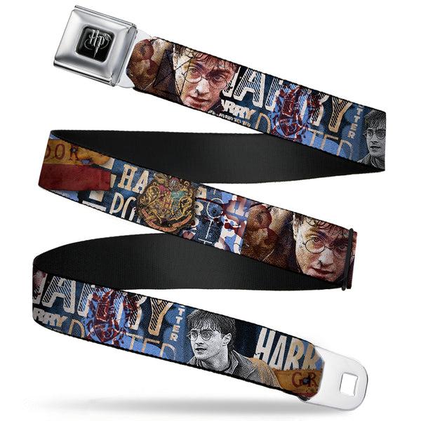 buckle down Harry Potter Logo Full Color Black/White Seatbelt Belt - Harry Potter Reward/Quidditch Ball Webbing