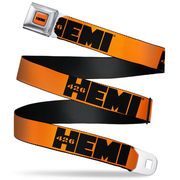 buckle down HEMI 426 Logo Full Color Orange Black Seatbelt Belt - HEMI 426 Logo Repeat Orange/Black Webbing