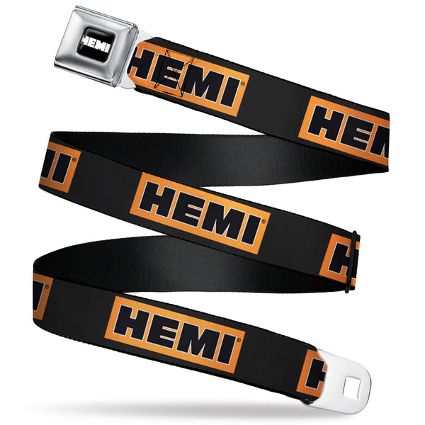 buckle down HEMI Bold Full Color Black/Orange/White/Black Seatbelt Belt - HEMI Bold Black/Orange/White/Black Webbing