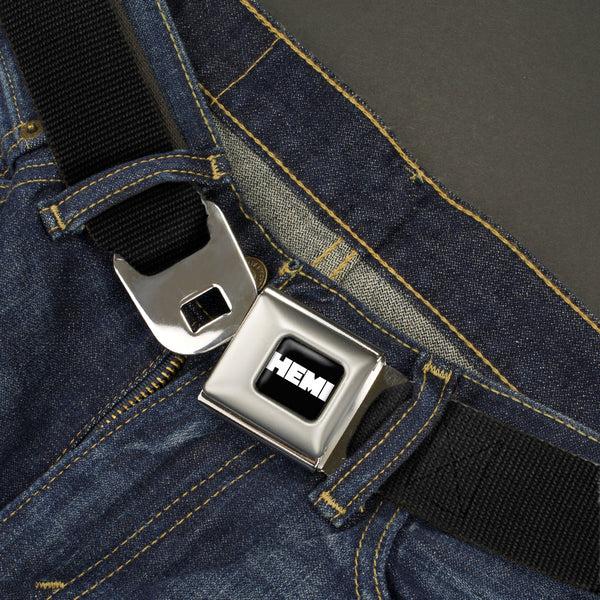 Buckle Down HEMI Bold Full Color Black/White - Seatbelt Belt - Black Webbing