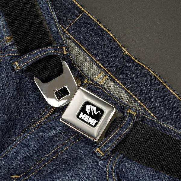 Buckle Down HEMI Elephant Logo Full Color Black/White - Seatbelt Belt - Black Webbing