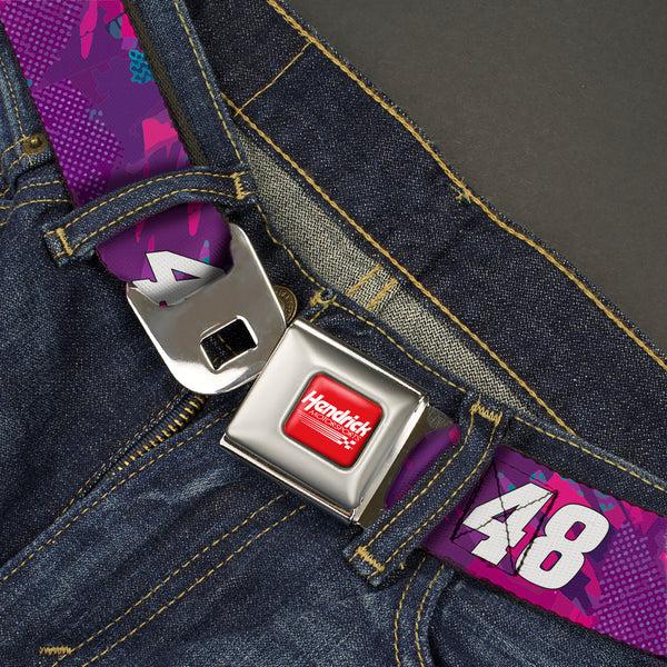 Buckle Down HENDRICK MOTORSPORTS Checker Logo Full Color Red/White Seatbelt Belt - Alex Bowman #48 Car Scheme Purples/Pinks/White Webbing