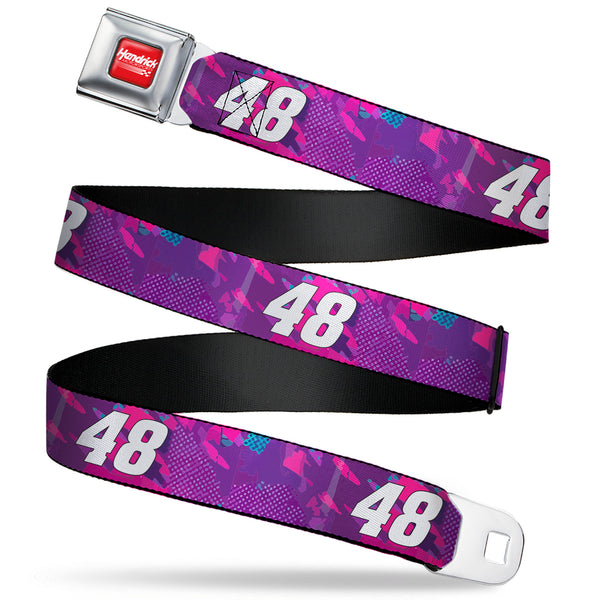 buckle down HENDRICK MOTORSPORTS Checker Logo Full Color Red/White Seatbelt Belt - Alex Bowman #48 Car Scheme Purples/Pinks/White Webbing