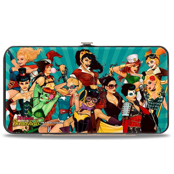 Buckle Down Hinged Wallet - 12-DC BOMBSHELLS Group Pose Rays Blues