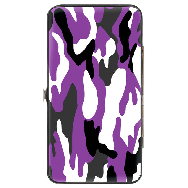 Buckle Down Hinged Wallet - Camo Purple Black Gray White