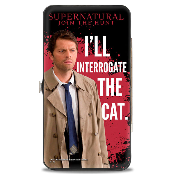 Buckle Down Hinged Wallet - Castiel I'LL INTERROGATE THE CAT Black Blood Splatter White