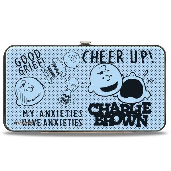 Buckle Down Hinged Wallet - CHARLIE BROWN Poses And Quotes Light Blue/Black