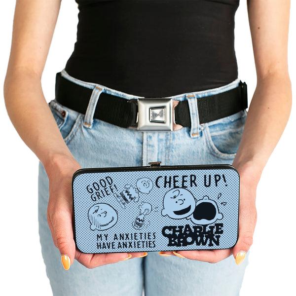 Buckle Down Hinged Wallet - CHARLIE BROWN Poses And Quotes Light Blue/Black