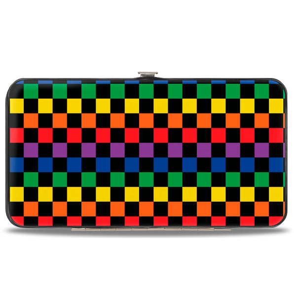 buckle down Hinged Wallet - Checker Black Rainbow Multi Color