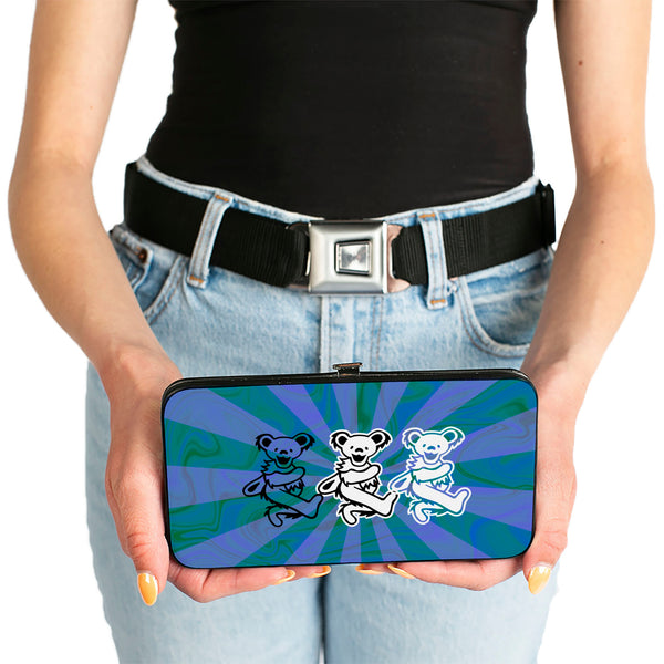 Buckle Down Hinged Wallet - Dancing Bear Trio Rays Swirl Blues Purples Black White