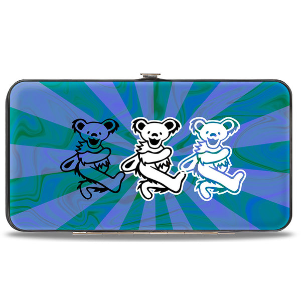 buckle down Hinged Wallet - Dancing Bear Trio Rays Swirl Blues Purples Black White