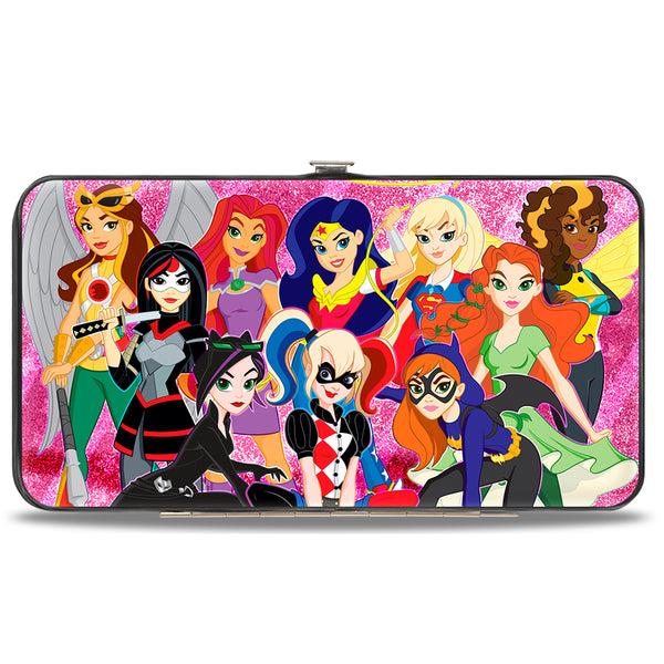 buckle down Hinged Wallet - DC SUPERHERO GIRLS 10-Character Group Pose Stars & Stripes Pinks