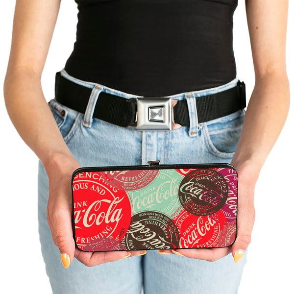 Buckle Down Hinged Wallet - DRINK COCA-COLA Coke Patches Stacked Reds/Multi Color