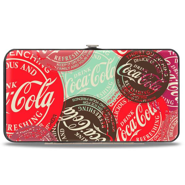 buckle down Hinged Wallet - DRINK COCA-COLA Coke Patches Stacked Reds/Multi Color