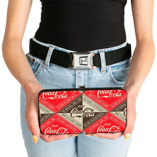 Buckle Down Hinged Wallet - DRINK COCA-COLA DELICIOUS & REFRESHING Diamond Blocks Red/Brown/White