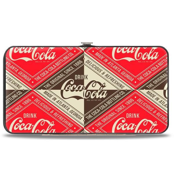buckle down Hinged Wallet - DRINK COCA-COLA DELICIOUS & REFRESHING Diamond Blocks Red/Brown/White