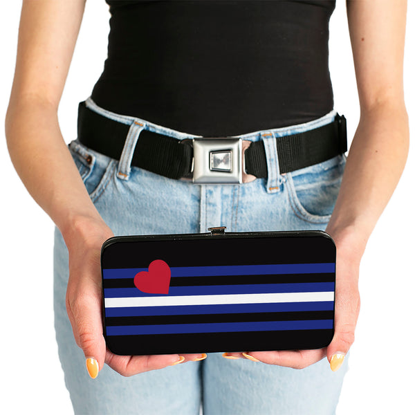 Buckle Down Hinged Wallet - Flag Leather Black Blue Red White