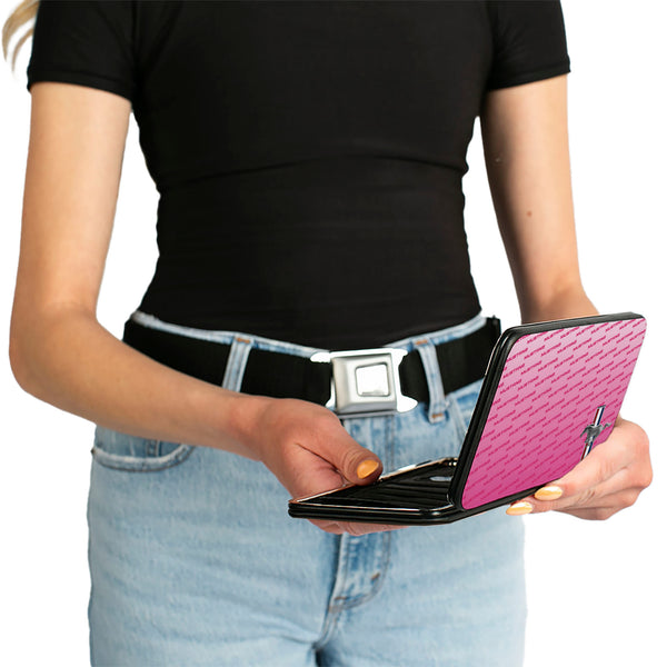 Buckle Down Hinged Wallet - Ford Mustang W Bars CORNER W Text PINK