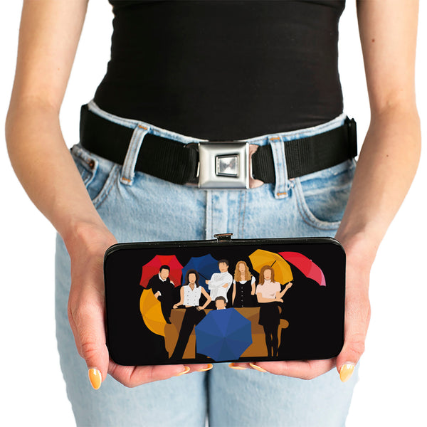 Buckle Down Hinged Wallet - Friends Umbrella Group Poses Silhouette I'LL BE THERE FOR YOU Black White
