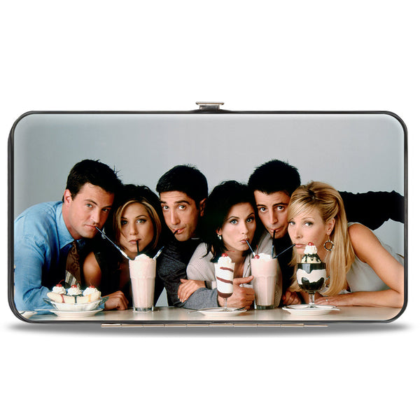 buckle down Hinged Wallet - FRIENDS Vivid 6-Character Milk Shake Pose + Logo Black White Multi Color