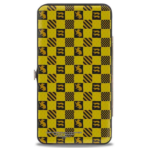 Buckle Down Hinged Wallet - Harry Potter HUFFLEPUFF Crest Heraldry Checkers Golds Black