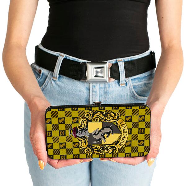 Buckle Down Hinged Wallet - Harry Potter HUFFLEPUFF Crest Heraldry Checkers Golds Black