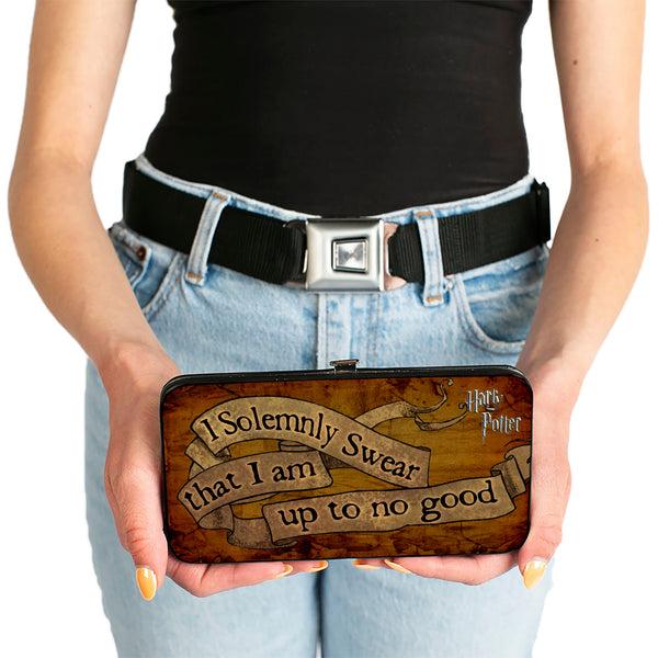Buckle Down Hinged Wallet - Harry Potter I SOLEMNLY SWEAR THAT I AM UP TO NO GOOD Banner Tan Black