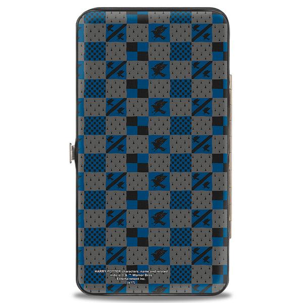 Buckle Down Hinged Wallet - Harry Potter RAVENCLAW Crest Heraldry Checkers Gray Blues