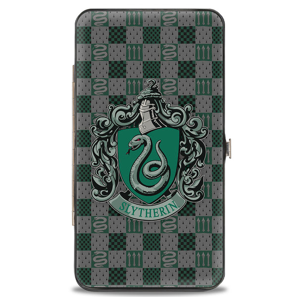 buckle down Hinged Wallet - Harry Potter SLYTHERIN Crest Heraldry Checkers Gray Greens