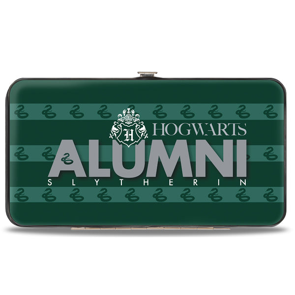 buckle down Hinged Wallet - HOGWARTS ALUMNI SLYTHERIN + Initial Monogram Snake Icon Stripe Greens White Grays