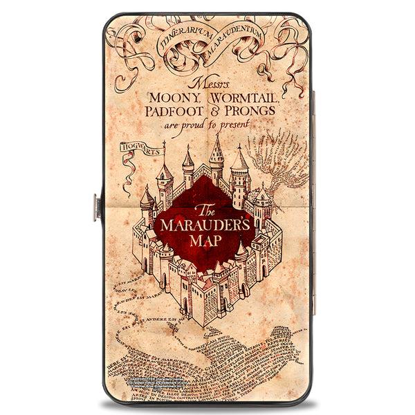 Buckle Down Hinged Wallet - Hogwarts School THE MARAUDER'S MAP Tan Reds