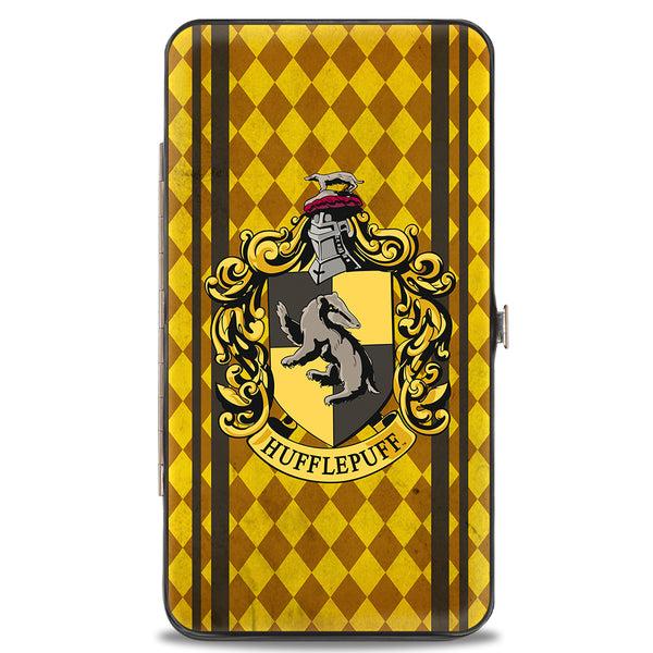 buckle down Hinged Wallet - HUFFLEPUFF Crest Stripes Diamonds Gold Browns