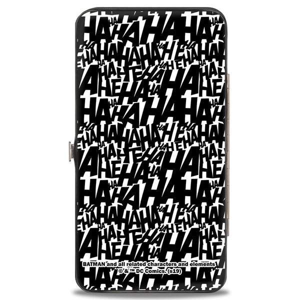 Buckle Down Hinged Wallet - Joker The Killing Joke Holding Head Pose + HAHAHA Repeat White Black