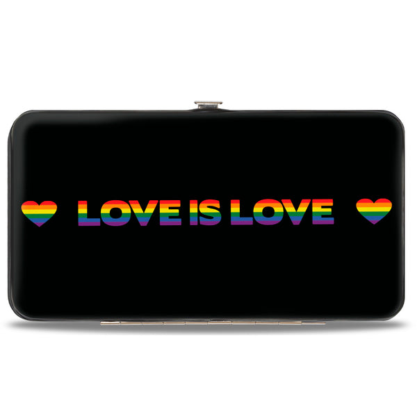 Buckle Down Hinged Wallet - LOVE IS LOVE Heart Black Rainbow